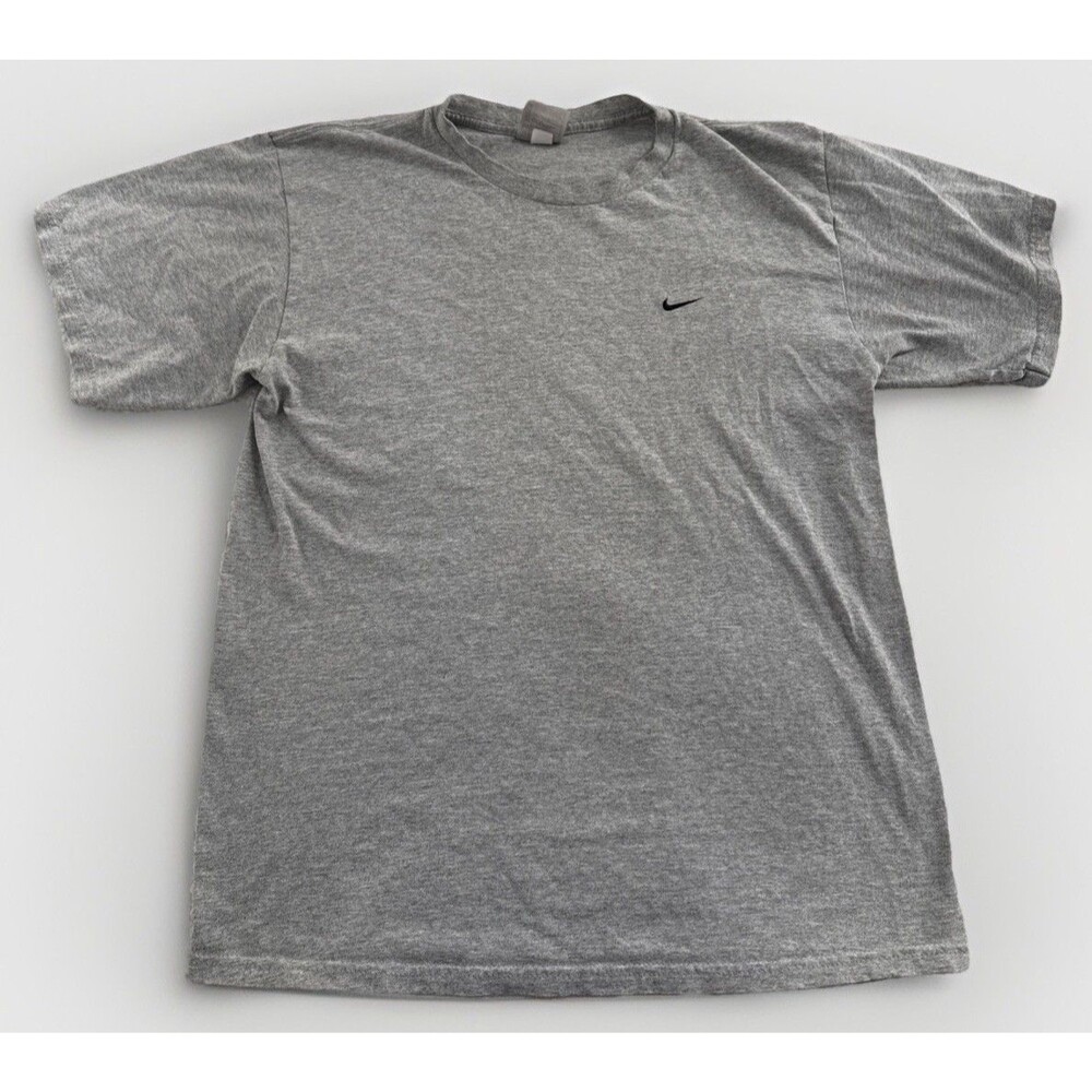 Nike Men's Medium Gray Side Swoosh Y2K Vintage Crew Neck T-Shirt Grey Tag Mexico